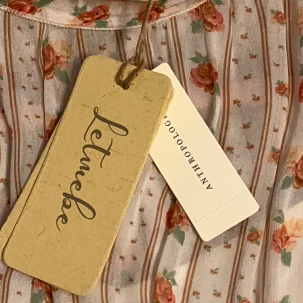 Anthropologie Let Me Be Mock Neck Sheer Mini Dress in Pink Combo, Size LG; NWT - Picture 16 of 16